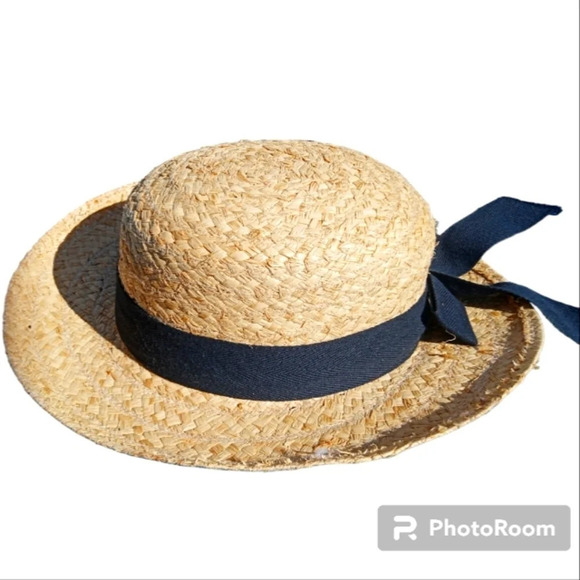 Fiesta Accessories - Fiesta Made in U.S.A. Straw Sun Hat With Black Ribbon Detail